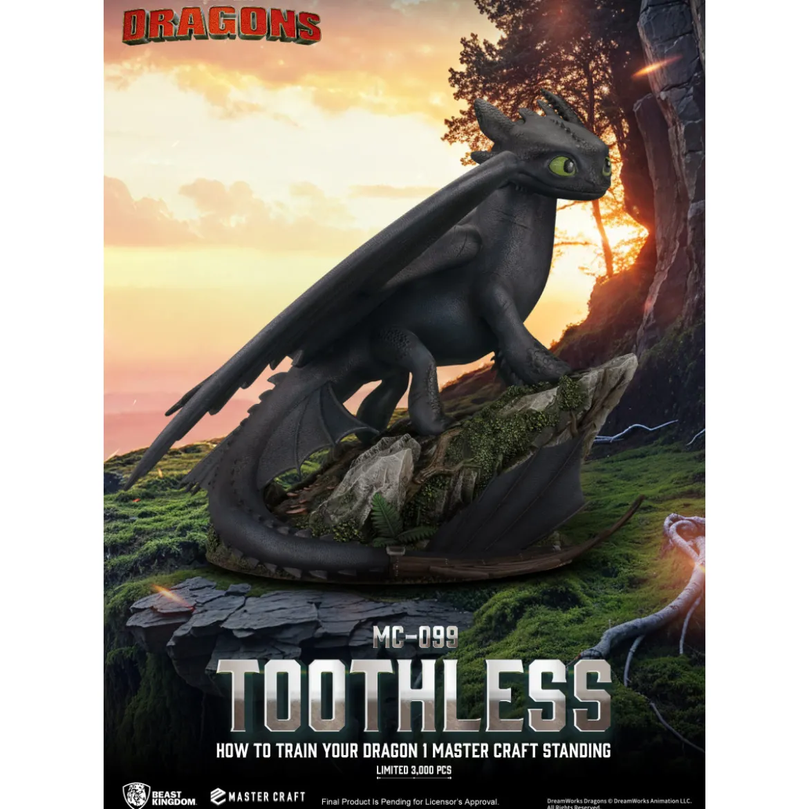 Beast Kingdom - How to Train your Dragon 1 - Mastercraft Standing Toothless - Krokmou