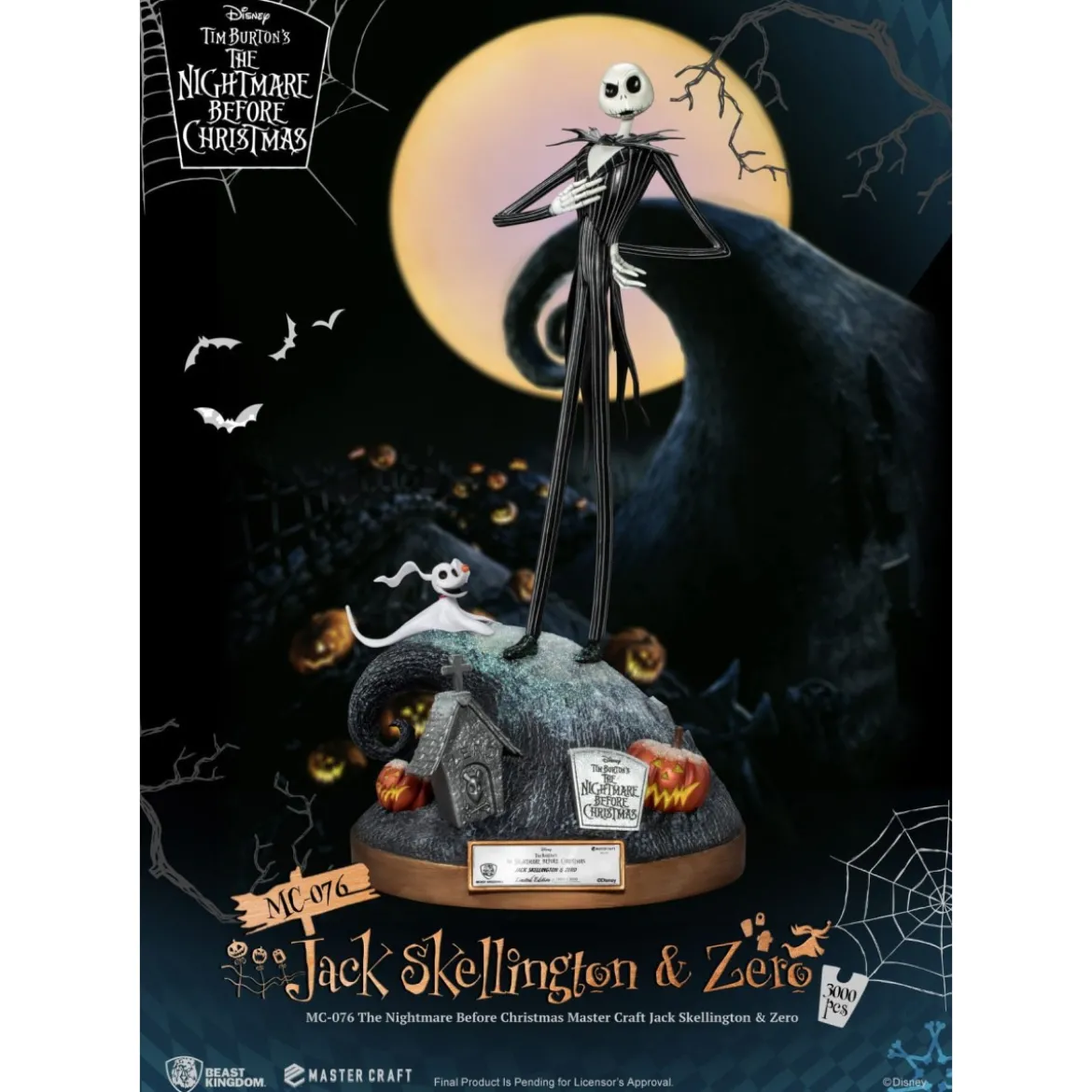 Beast Kingdom - L'Étrange Noël de monsieur Jack statuette Master Craft Jack Skellington & Zero