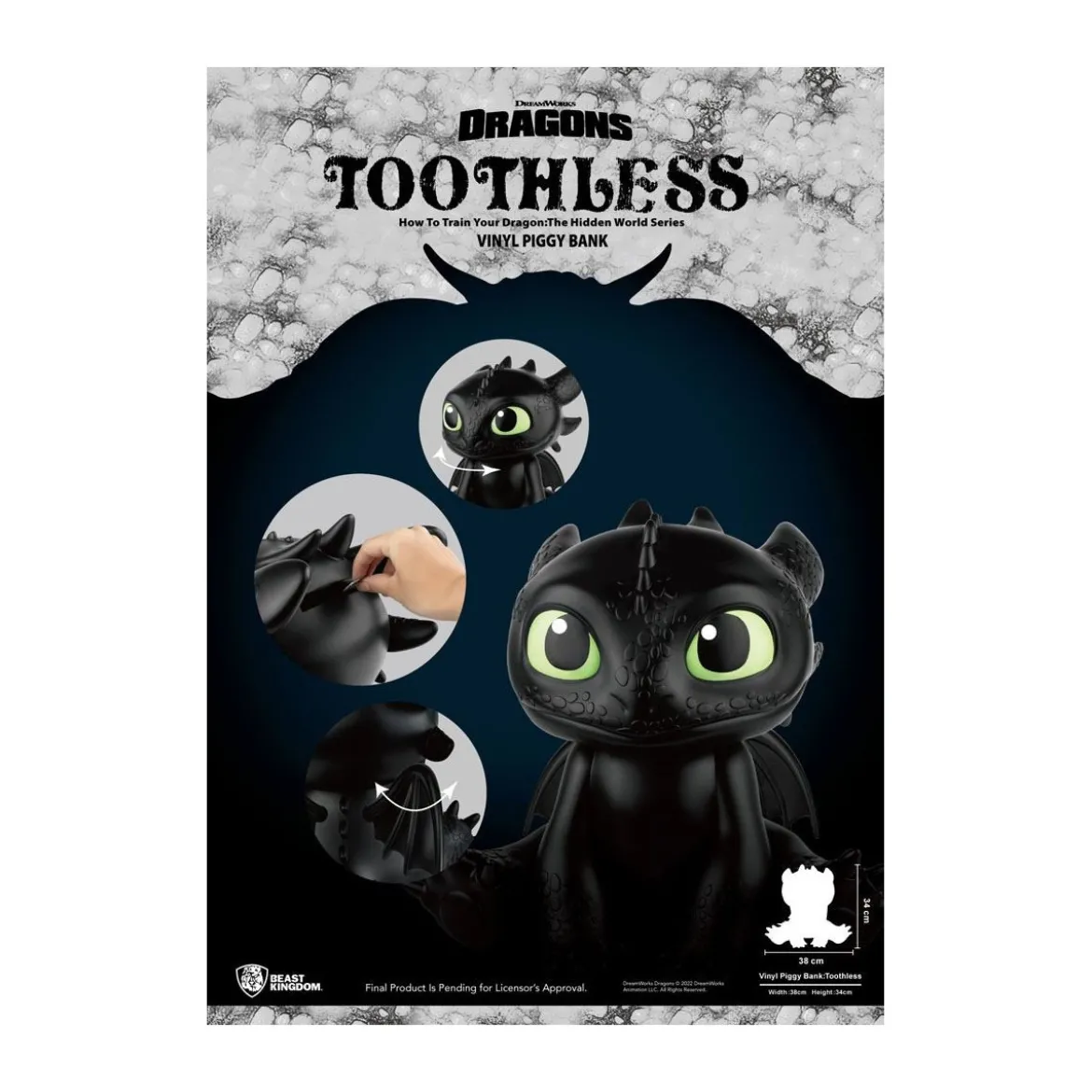 Beast Kingdom Tirelire geante Toothless Crocmou - How to train your Dragon