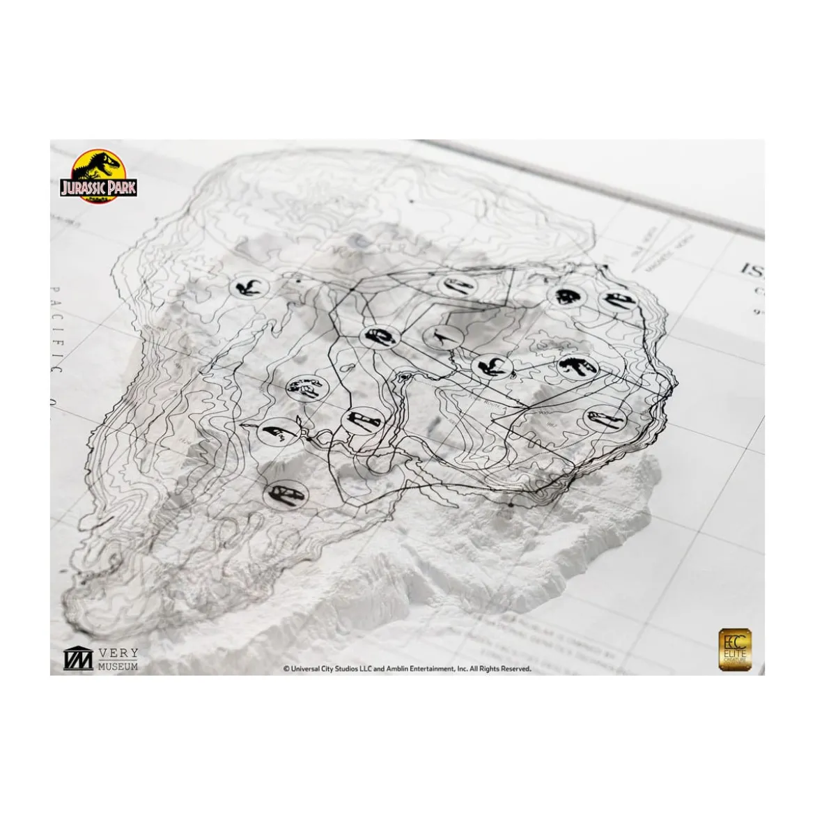 ECC Elite Creature Collectibles - Jurassic Park Carte topographique Isla Nublar