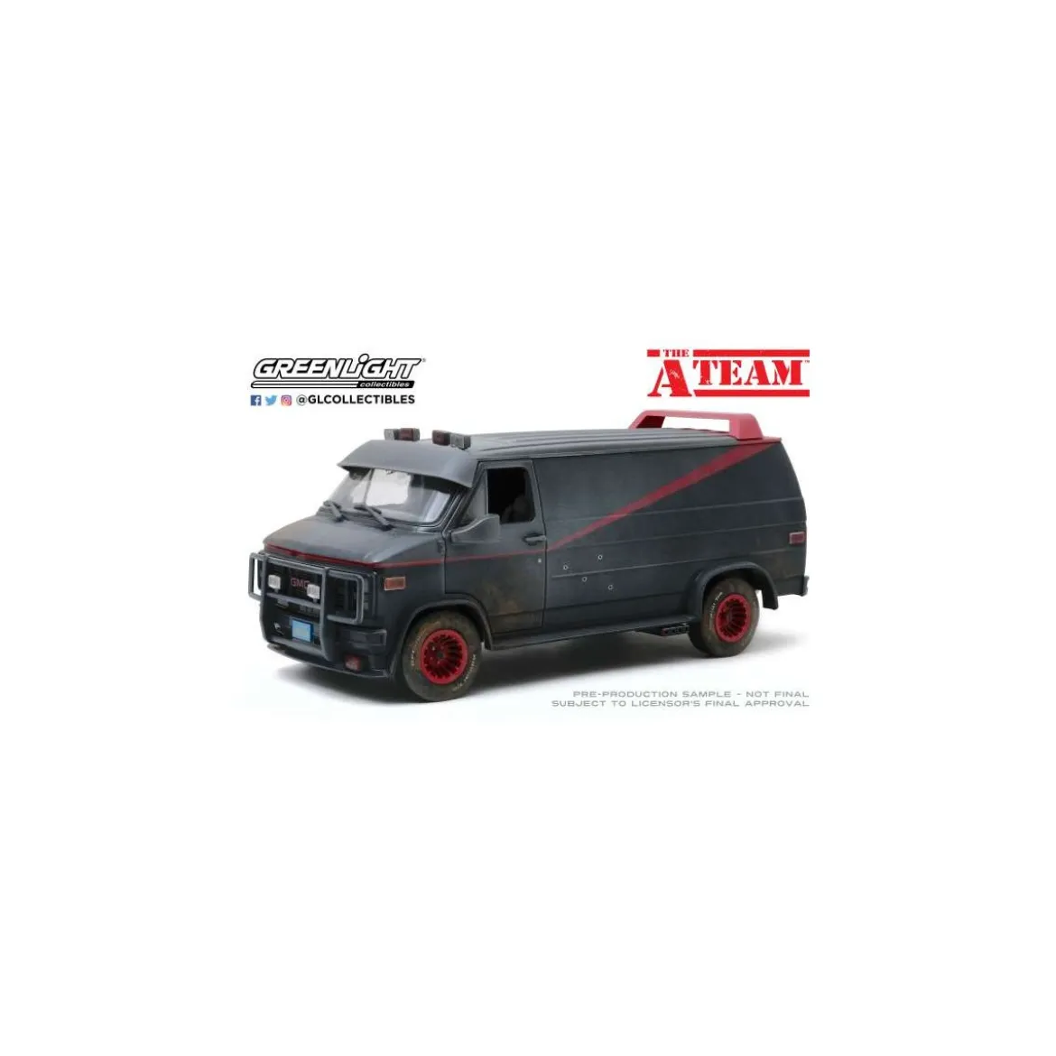 GreenLight - The A-Team - L'Agence Tous Risques - 1983 GMC Vandura Van Weathered Version with Bullet Holes - 1/18