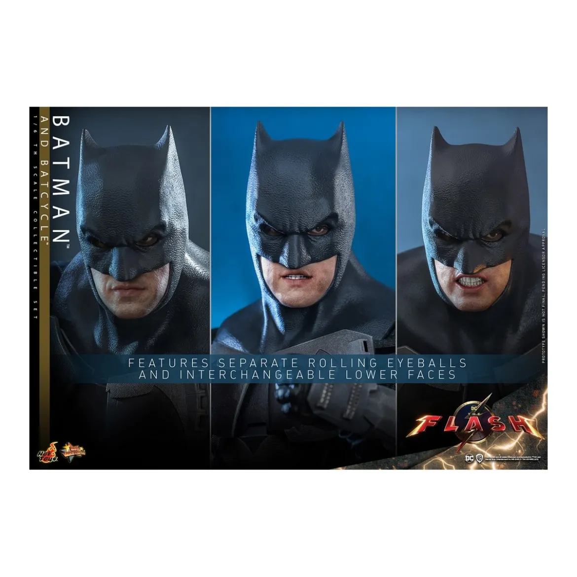 Hot Toys - DC Comics - Batman (Affleck) and Batcycle 1:6 Scale Figure Set The Flash - Movie Masterpiece 1/6