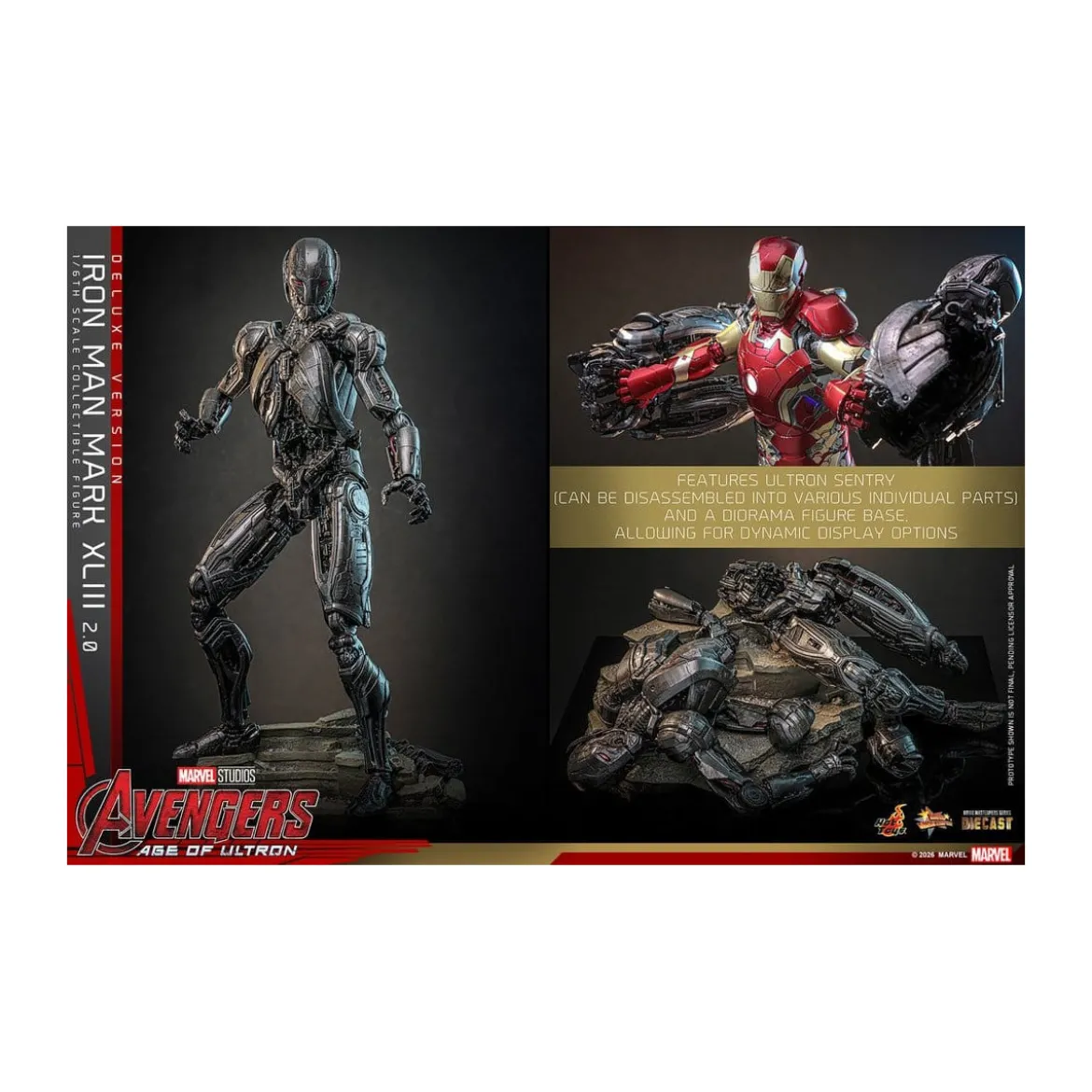 Hot Toys Iron Man Avengers 2 Age of Ultron - Iron Man Mark XLIII (2.0) Deluxe Version Die Cast MMS 1/6