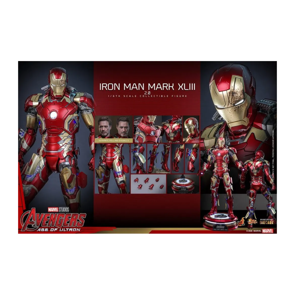 Hot Toys Iron Man Avengers 2 Age of Ultron - Iron Man Mark XLIII (2.0) Die Cast MMS 1/6