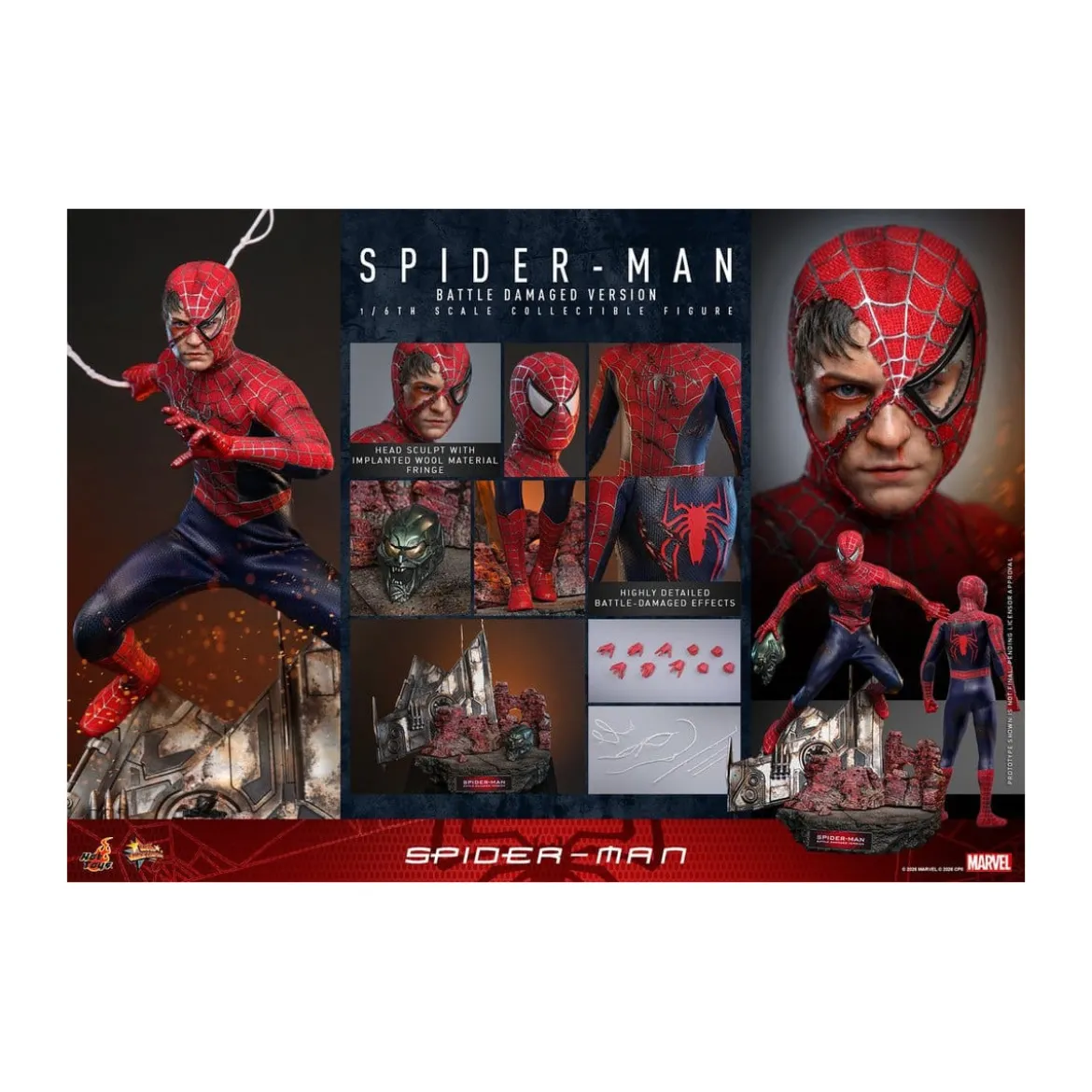 Hot Toys Marvel - Spider-Man (Battle Damaged Version) - Spider-Man (2002) Movie Masterpiece 1/6