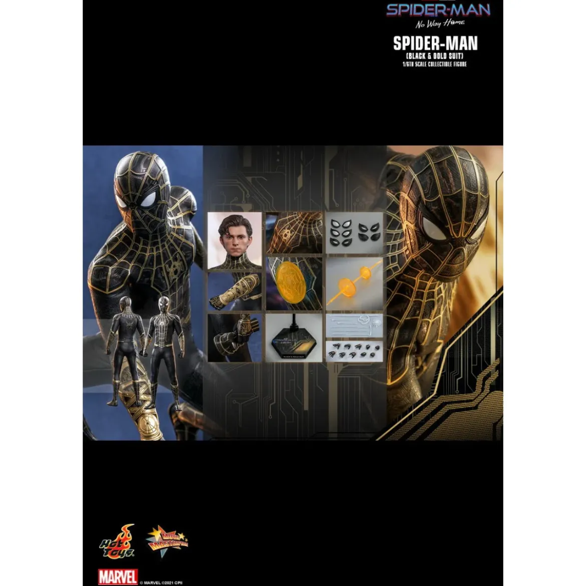 Hot Toys Marvel's Spider-Man: No Way Home figurine Movie Masterpiece 1/6 Spider-Man (Black & Gold Suit)