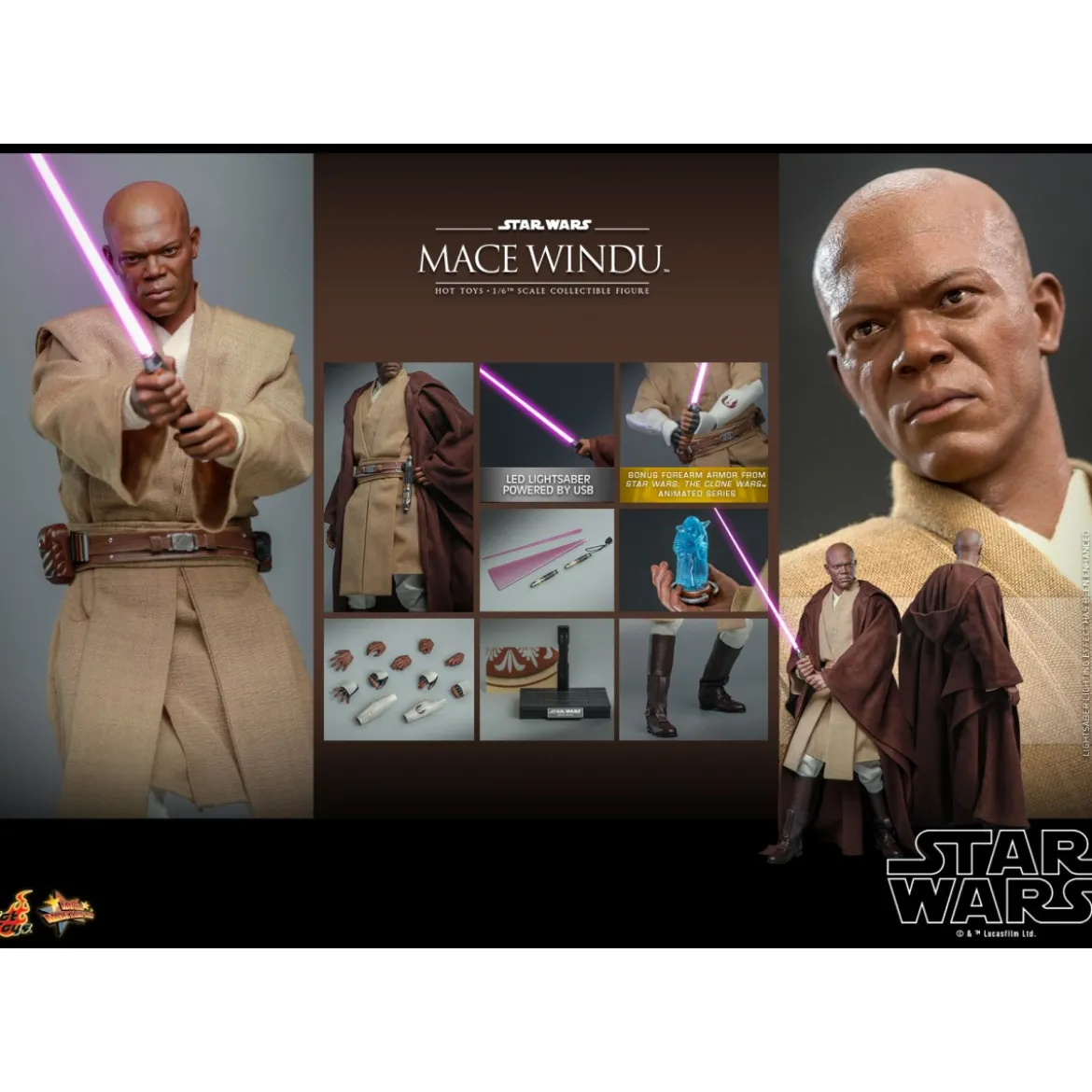 Hot toys - Star Wars Attack of the Clones - Mace Windu 1/6