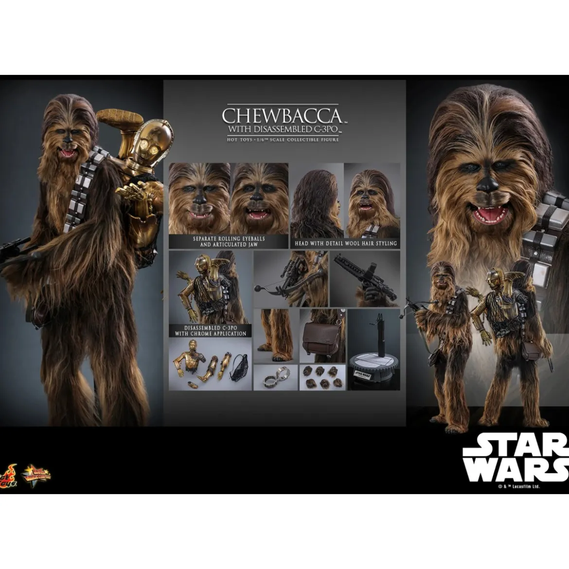Hot toys Star Wars: Chewbacca with Disassembled C-3PO MMS766 1/6 - The Empire Strikes Back
