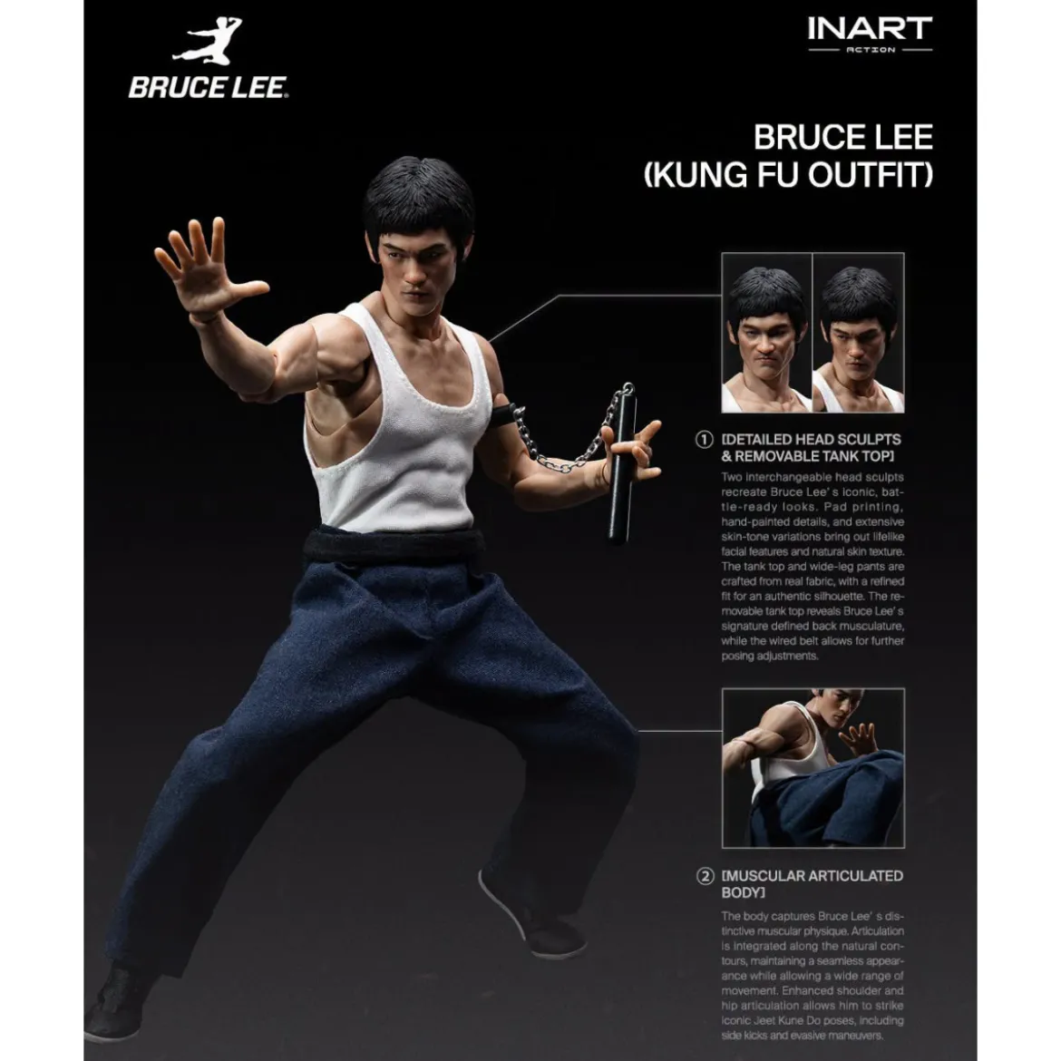 INART - Bruce Lee (Kung Fu Outfit) 1/12 Action Figure
