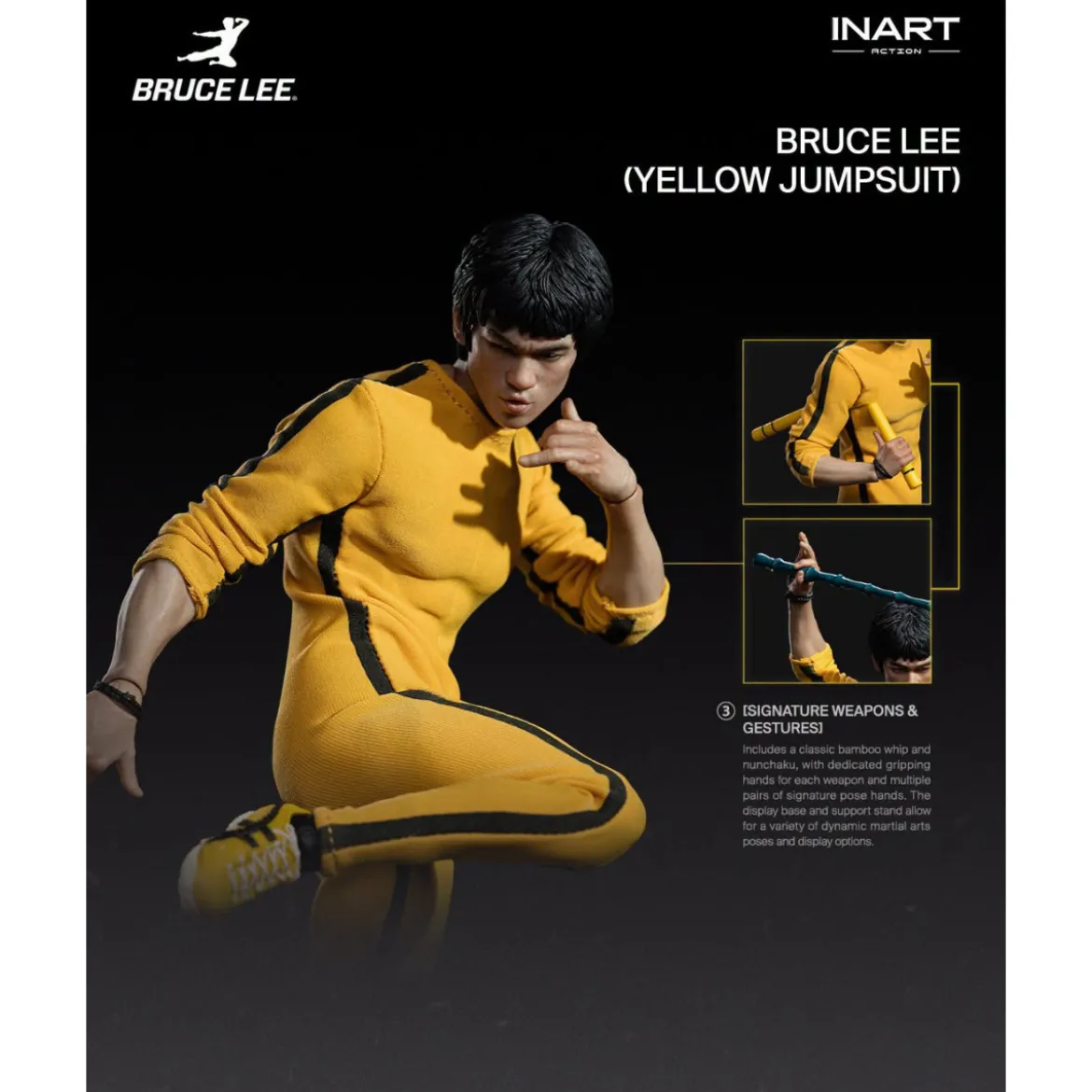 INART - Bruce Lee (Yellow Jumpsuit) 1/12 Action Figure - Le Jeu de la Mort