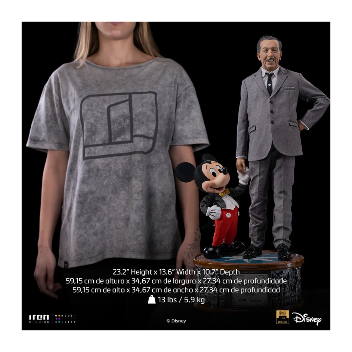 Iron Studios Disney Classics - Walt Disney & Mickey Mouse Legacy Replica 1/4
