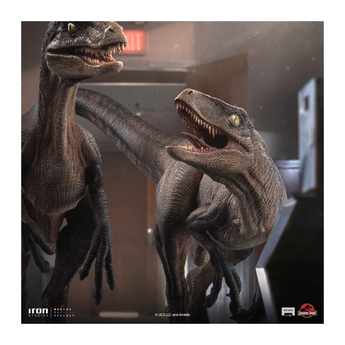 Iron Studios - Raptors at the kitchen's door - Jurassic Park 1/10 Bds Art Scale