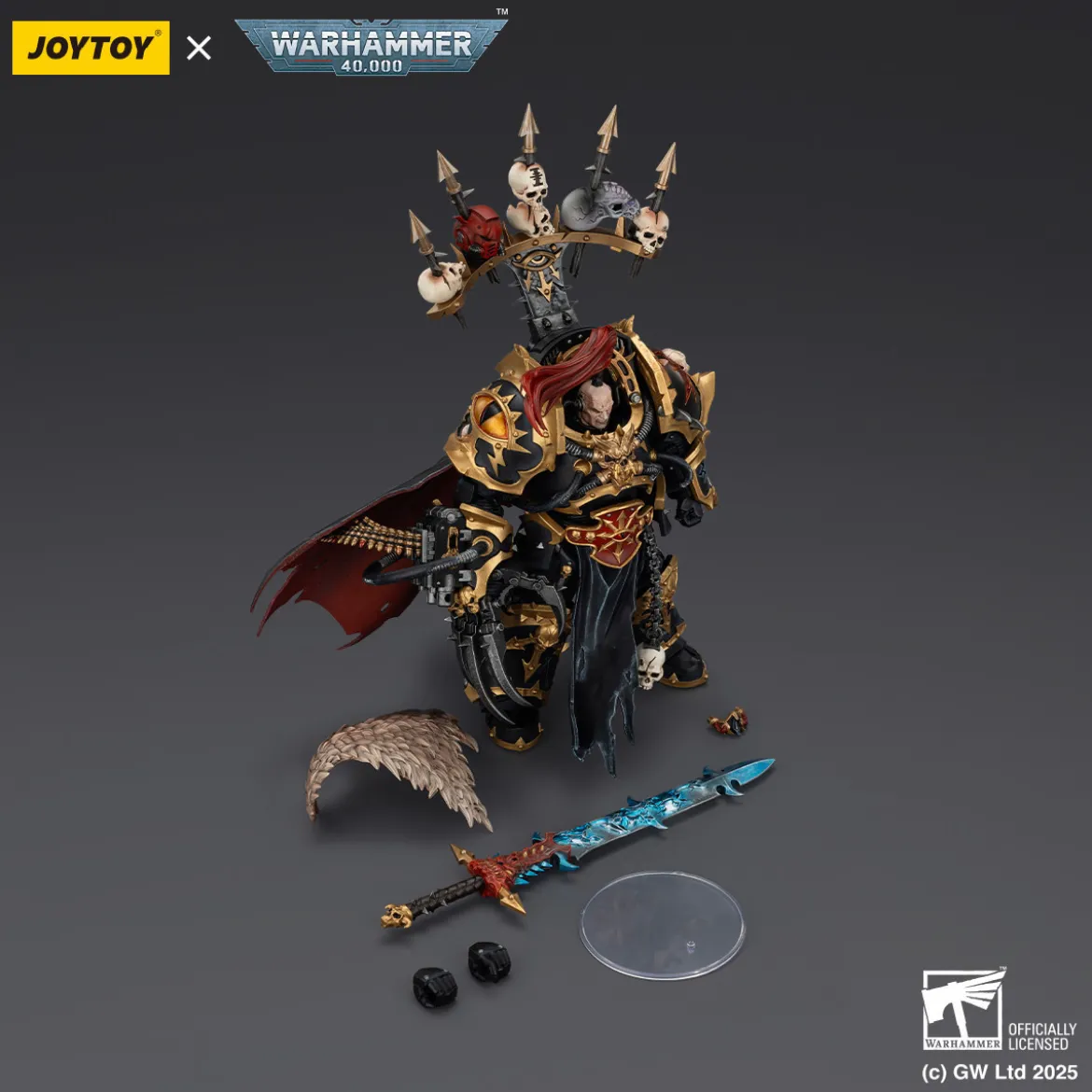 JoyToy Chaos Space Marines - Black Legion - Abaddon the Despoiler with Drach'nyen and the Talon of Horus - 1/18 - Warhammer 40K