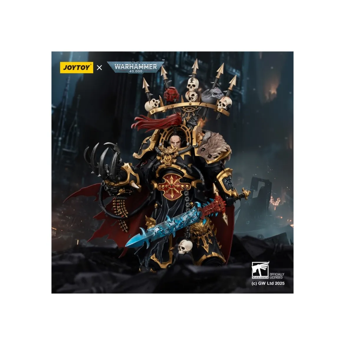 JoyToy Chaos Space Marines - Black Legion - Abaddon the Despoiler with Drach'nyen and the Talon of Horus - 1/18 - Warhammer 40K