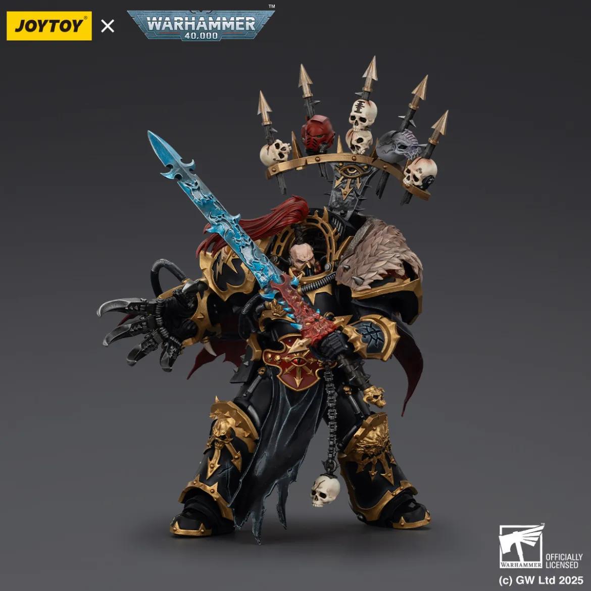 JoyToy Chaos Space Marines - Black Legion - Abaddon the Despoiler with Drach'nyen and the Talon of Horus - 1/18 - Warhammer 40K