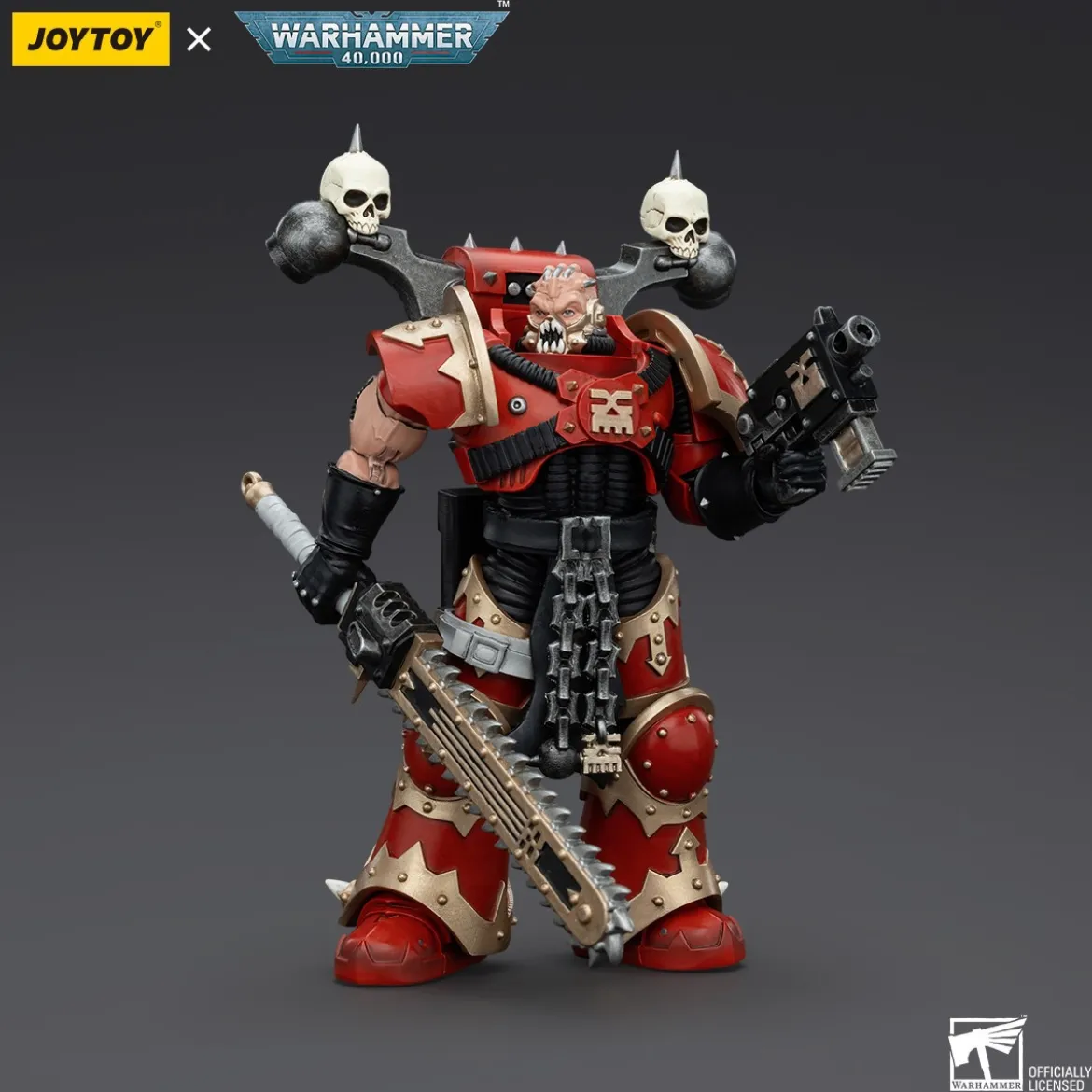JoyToy Chaos Space Marines - World Eaters Khorne Berzerker with Eviscerator Chainsword 1/18 - Warhammer 40K