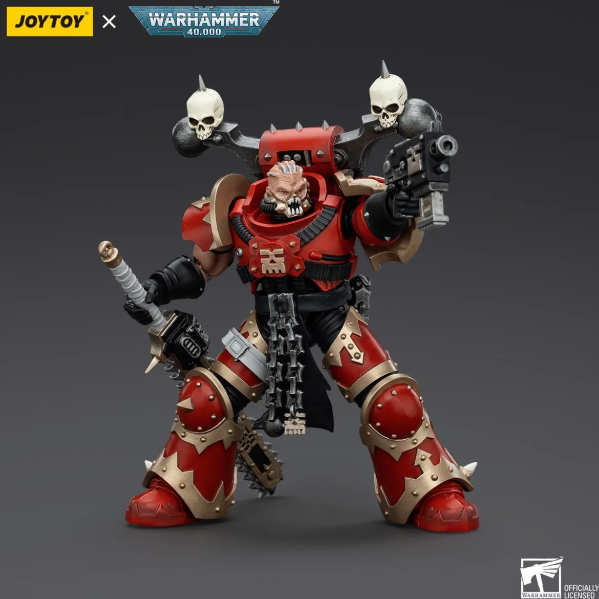 JoyToy Chaos Space Marines - World Eaters Khorne Berzerker with Eviscerator Chainsword 1/18 - Warhammer 40K