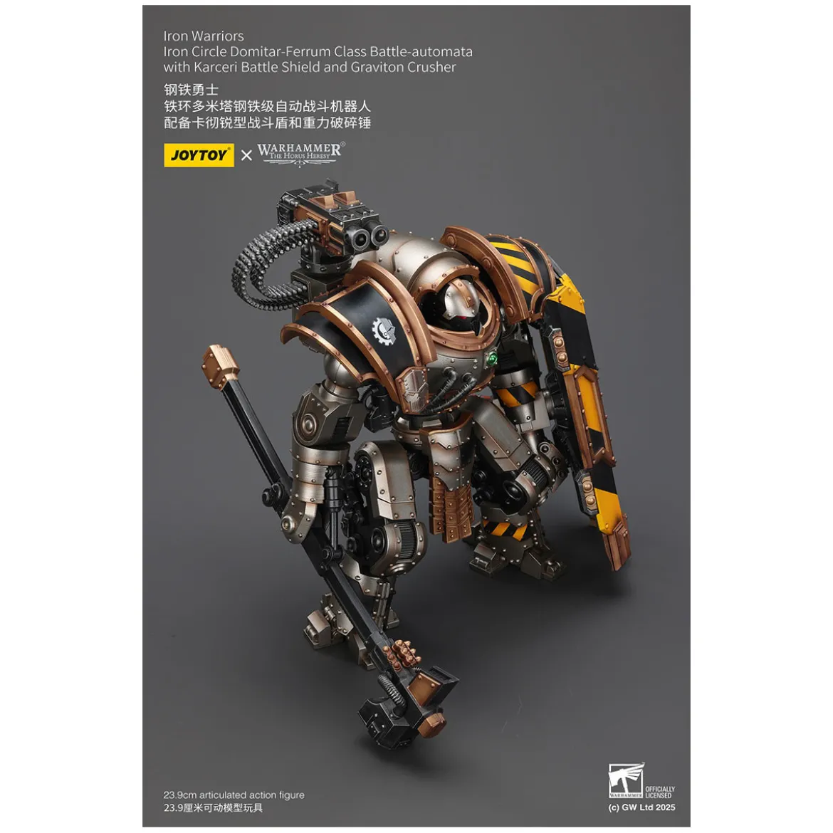 Joytoy - Iron Warriors Iron Circle Domitar-Ferrum Class Battle-automata with Karceri Battle Shield and Graviton Crusher 1/18
