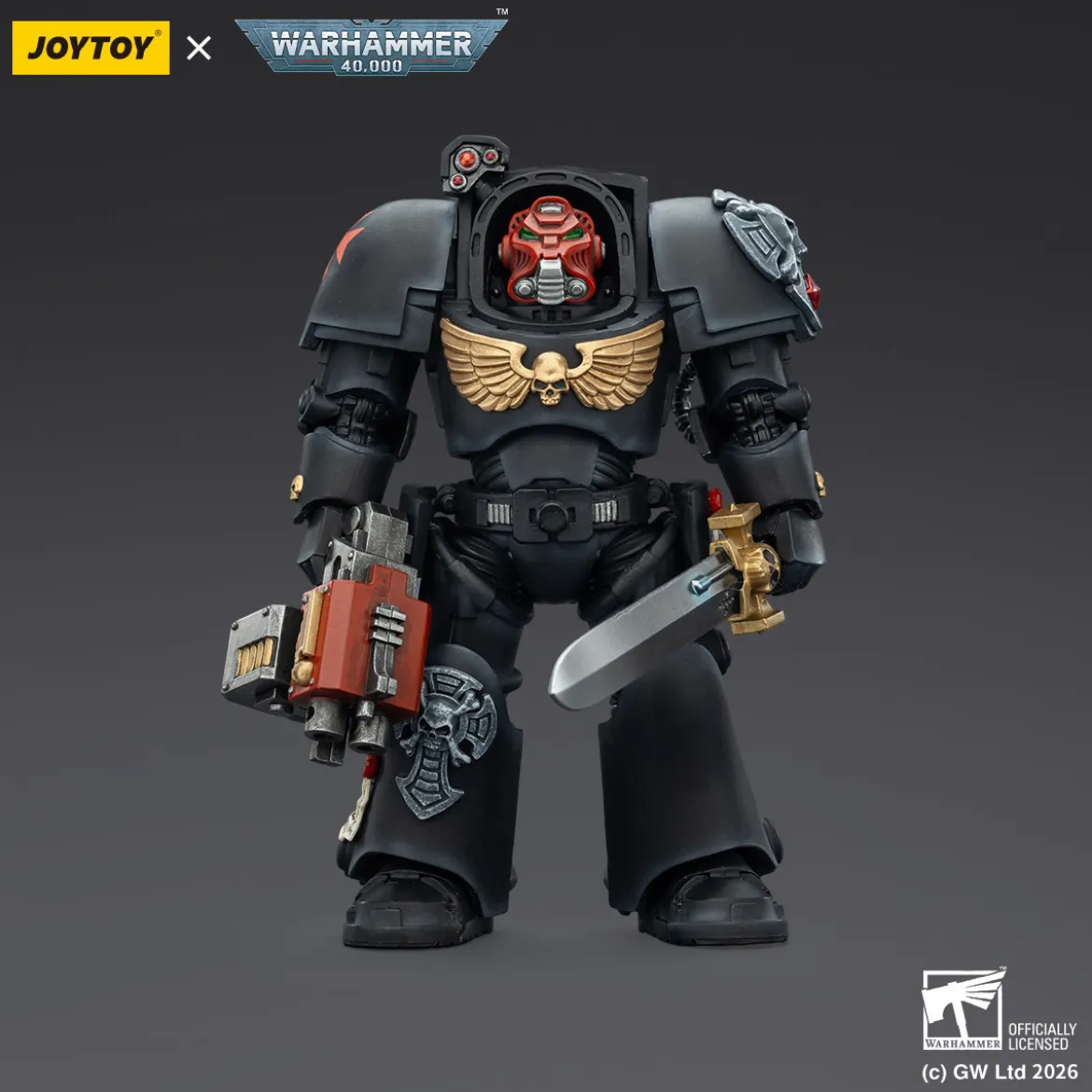JoyToy Space Marines - Black Templars -Terminator 1 with Power Sword and Storm Bolter 1/18 - Warhammer 40K