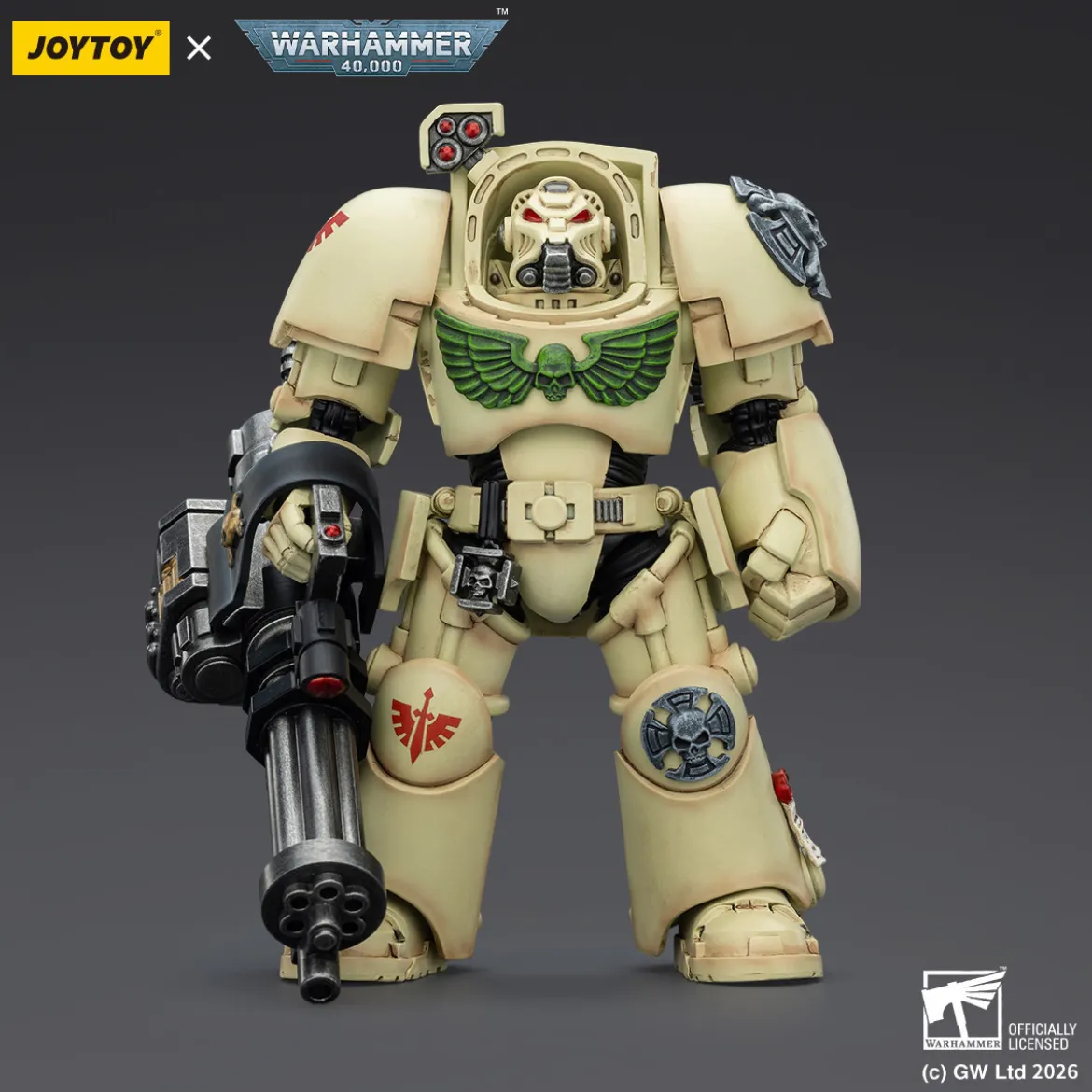 JoyToy Space Marines - Dark Angels - Deathwing Terminator 3 with Power Fist and Assault Cannon 1/18 - Warhammer 40k