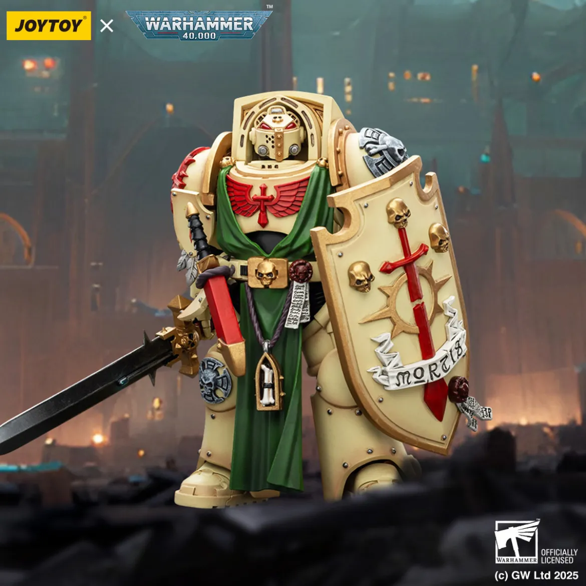JoyToy Space Marines - Dark Angels - Deathwing Knight with Power Sword Storm and Shield 1/18 - Warhammer 40k