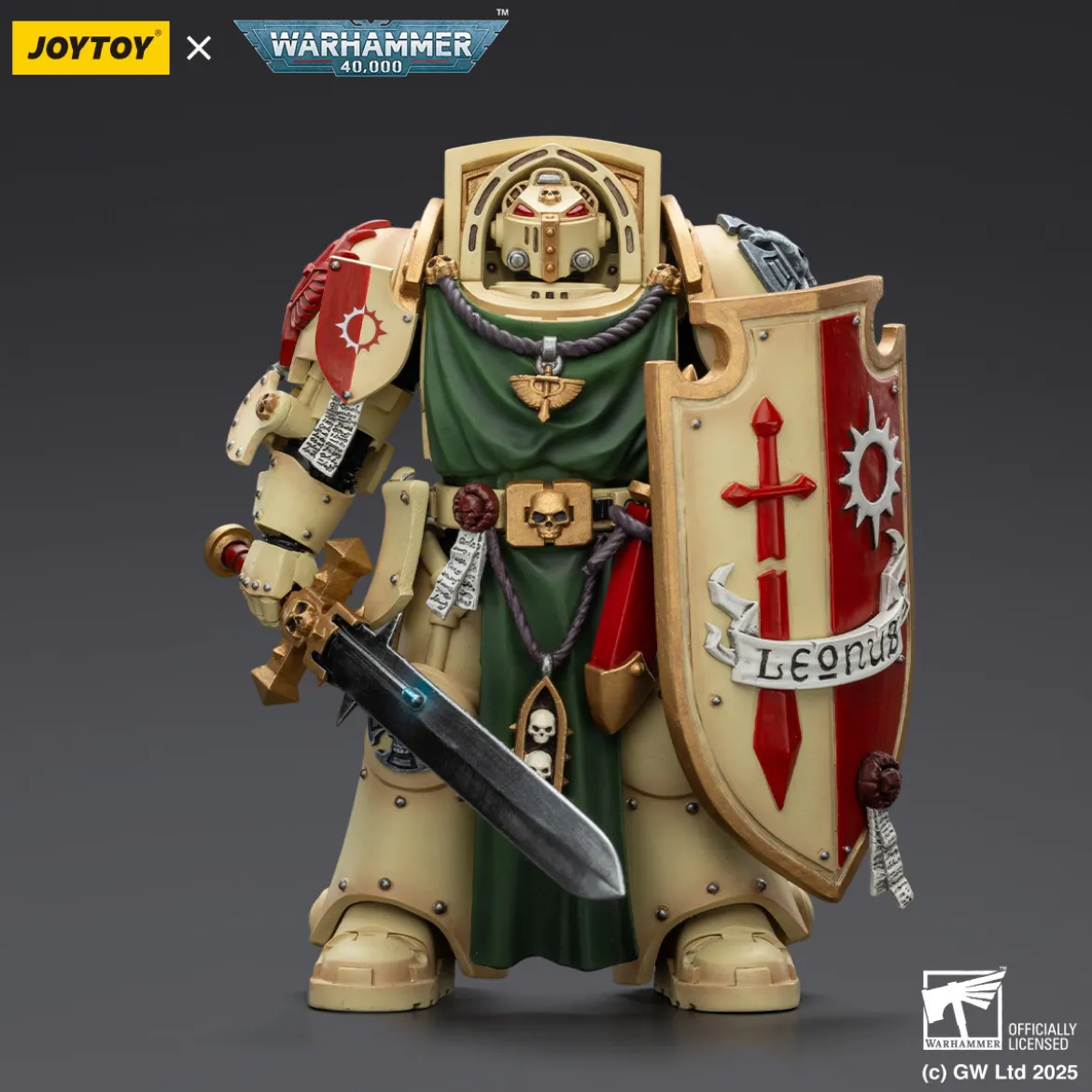 JoyToy Space Marines - Dark Angels - Deathwing Knight with Power Sword Storm Shield and Watcher in the Dark 1/18 - Warhammer 40k