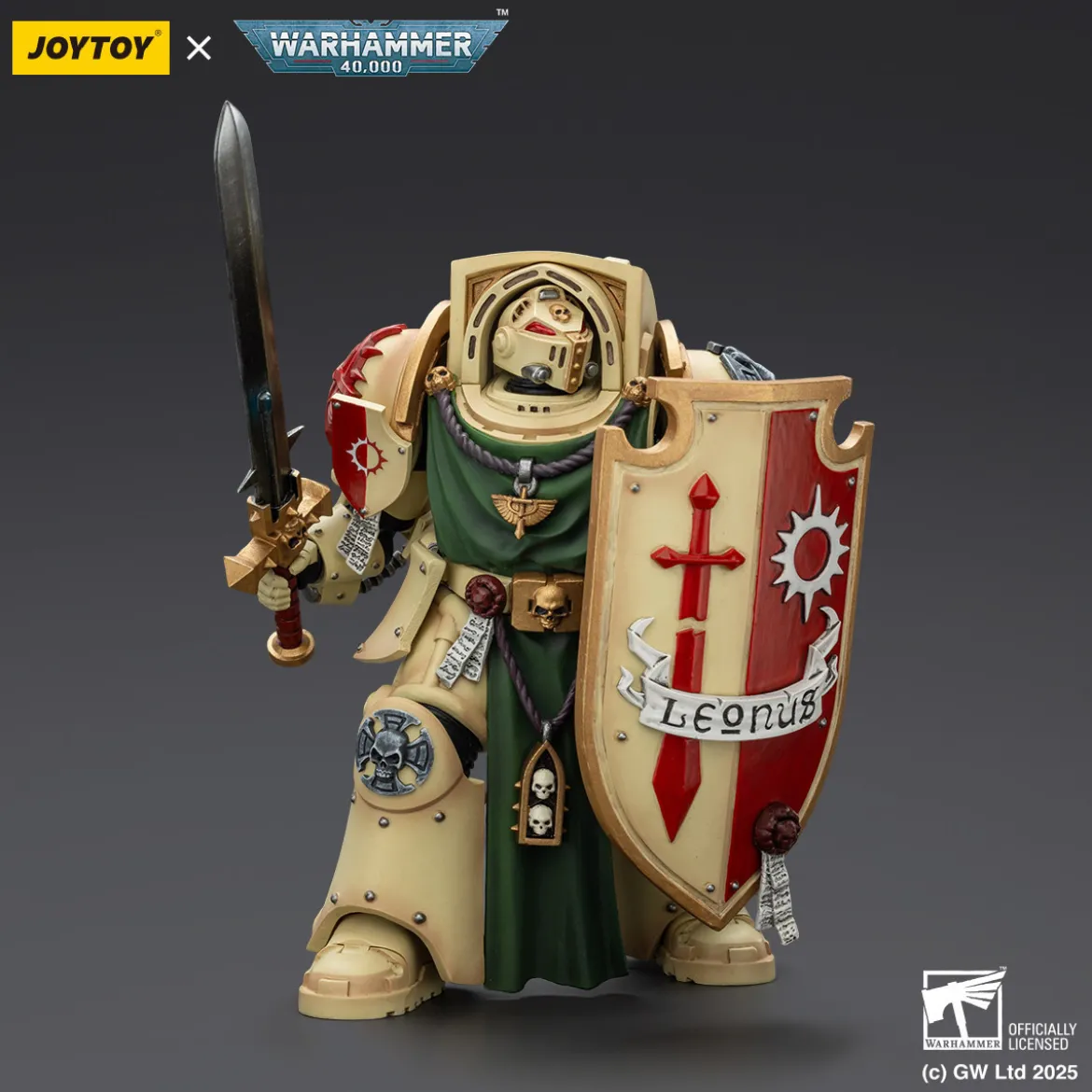 JoyToy Space Marines - Dark Angels - Deathwing Knight with Power Sword Storm Shield and Watcher in the Dark 1/18 - Warhammer 40k