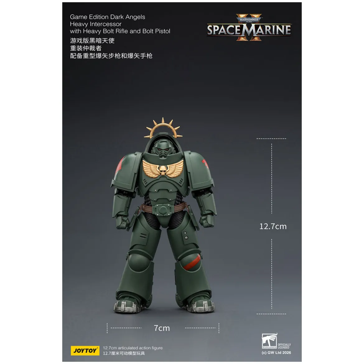 JoyToy - Space Marines II - Dark Angels - Heavy Intercessor with Heavy Bolt Rifle and Bolt Pistol 1/18