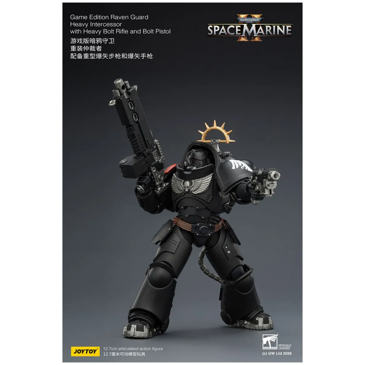 JoyToy - Space Marines II - Raven Guard - Heavy Intercessor with Heavy Bolt Rifle and Bolt Pistol 1/18