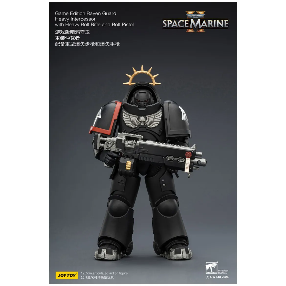 JoyToy - Space Marines II - Raven Guard - Heavy Intercessor with Heavy Bolt Rifle and Bolt Pistol 1/18
