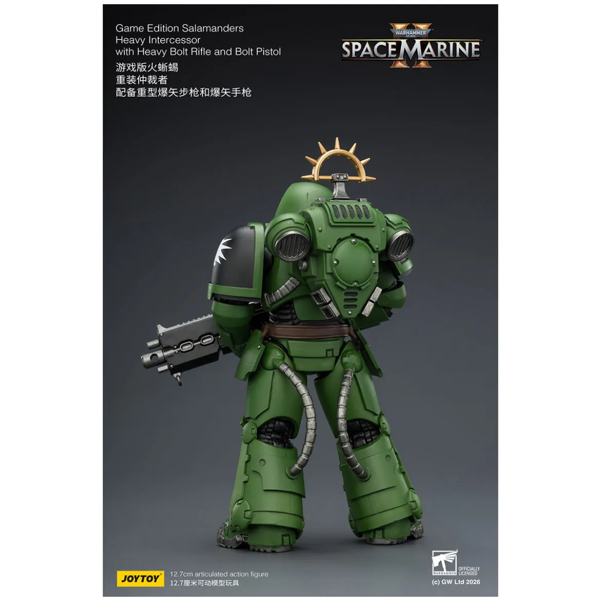 JoyToy - Space Marines II - Salamanders - Heavy Intercessor with Heavy Bolt Rifle and Bolt Pistol 1/18