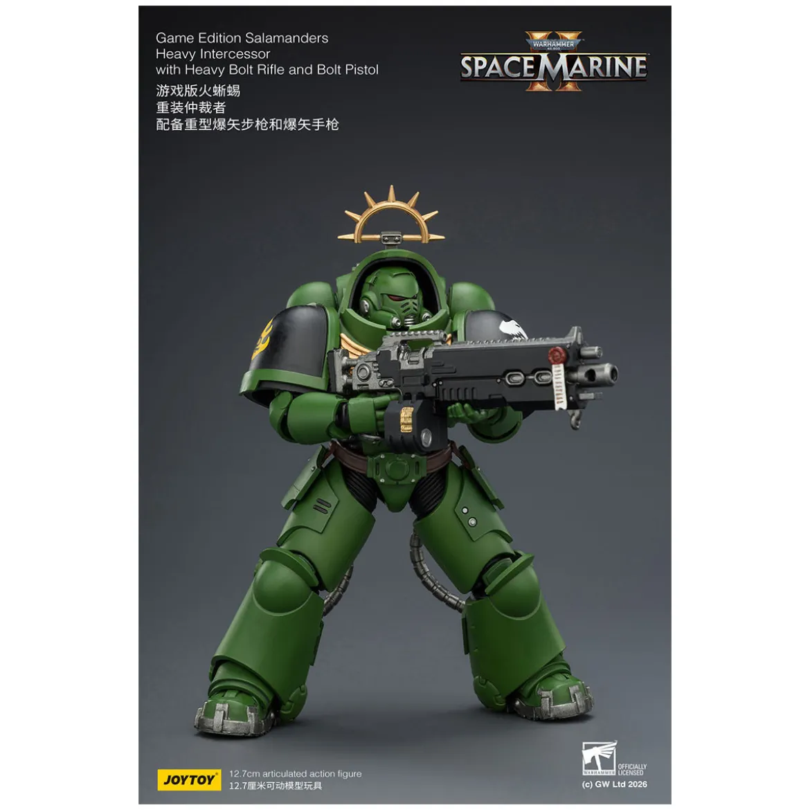 JoyToy - Space Marines II - Salamanders - Heavy Intercessor with Heavy Bolt Rifle and Bolt Pistol 1/18