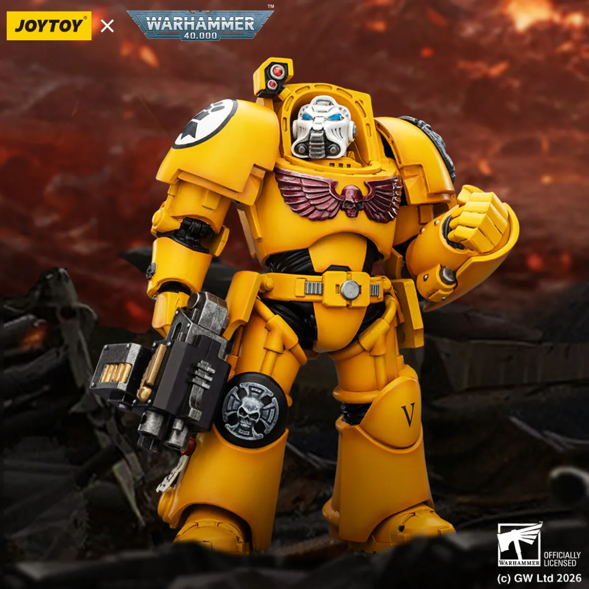 JoyToy Space Marines - Imperial Fists - Terminator 2 with Power Fist and Storm Bolter 1/18 - Warhammer 40k