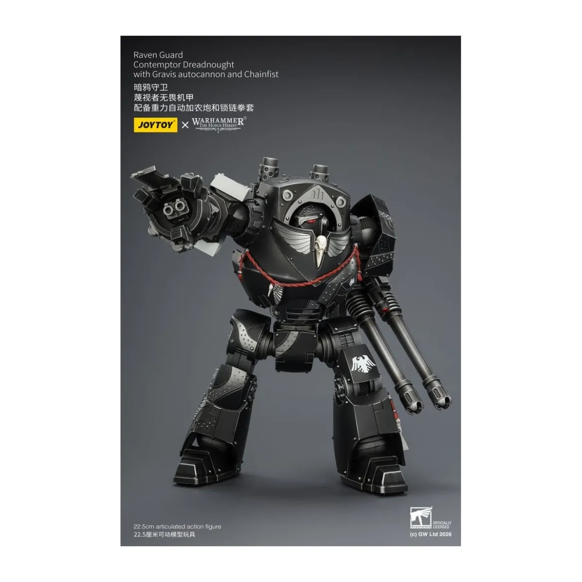 JoyToy Space Marines - Raven Guard - Contemptor Dreadnought with Gravis autocannon and Chainfist 1/18 - Warhammer 40k
