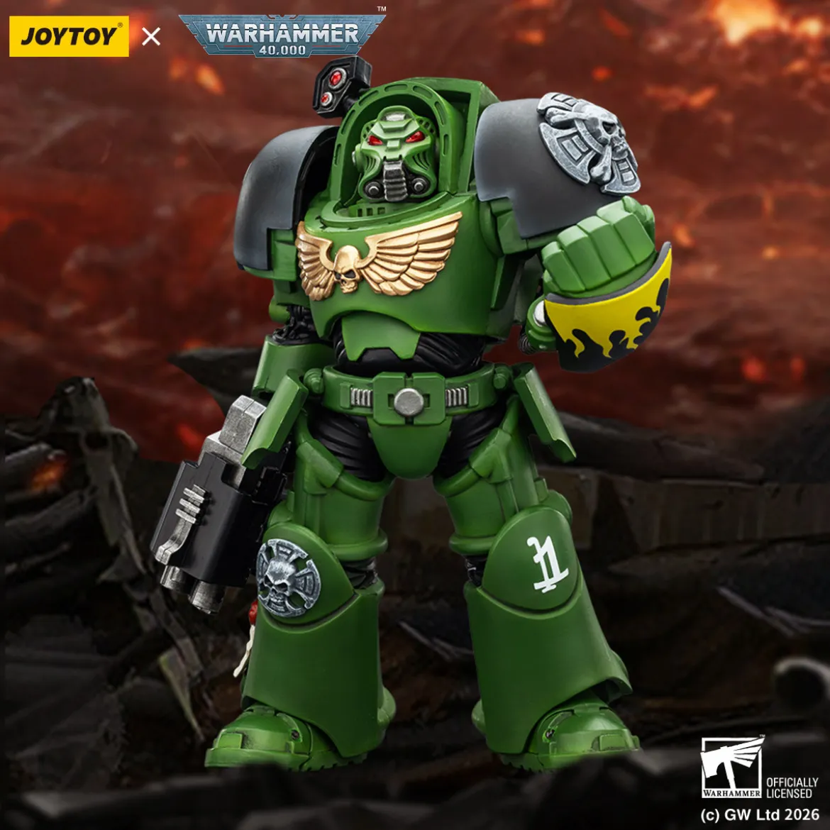 JoyToy Space Marines - Salamanders - Terminator 2 with Power Fist and Storm Bolter 1/18 - Warhammer 40k