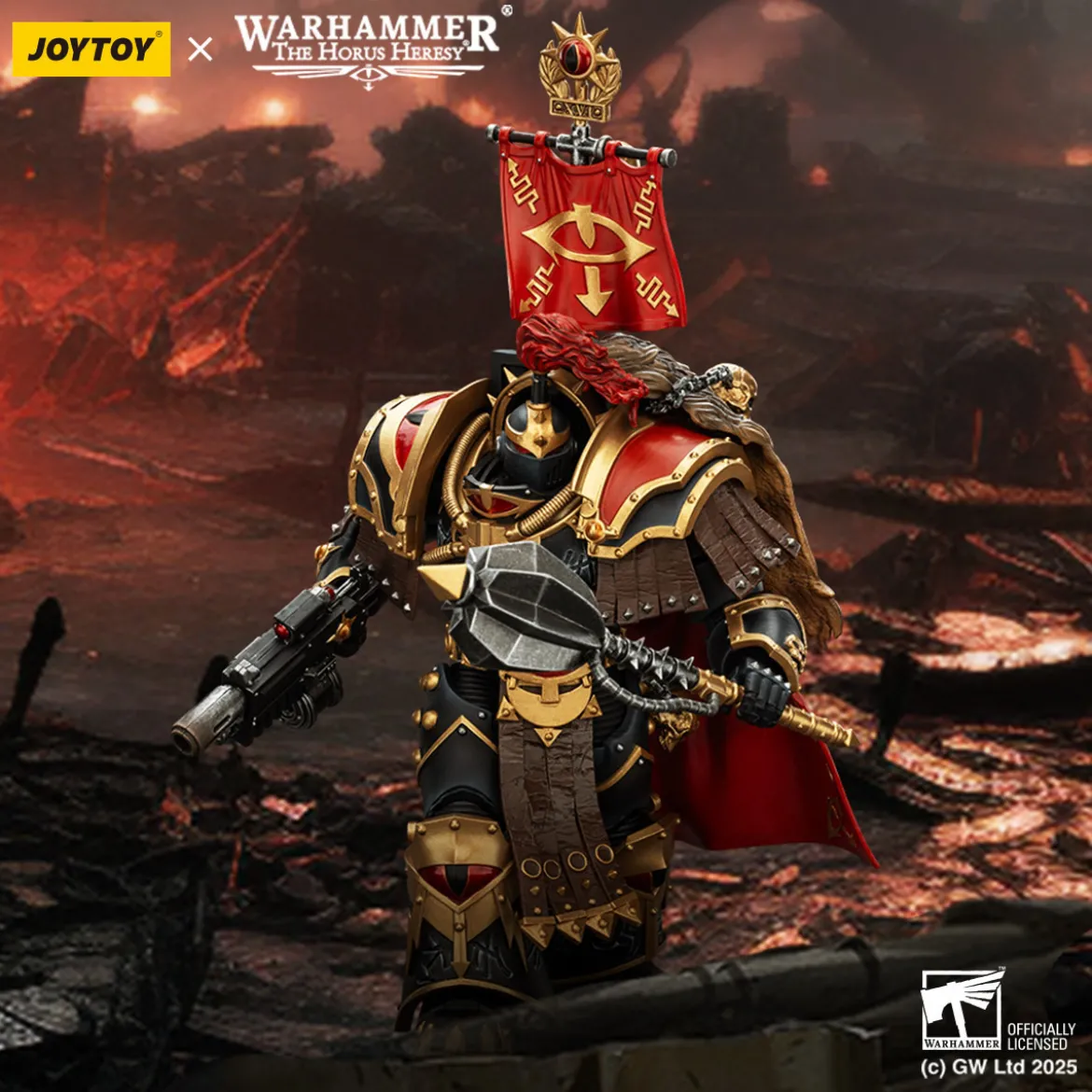 JoyToy Space marines - Sons of Horus - Legion Cataphractii Praetor with Combi-Melta and Power Maul 1/18 - Warhammer 40K