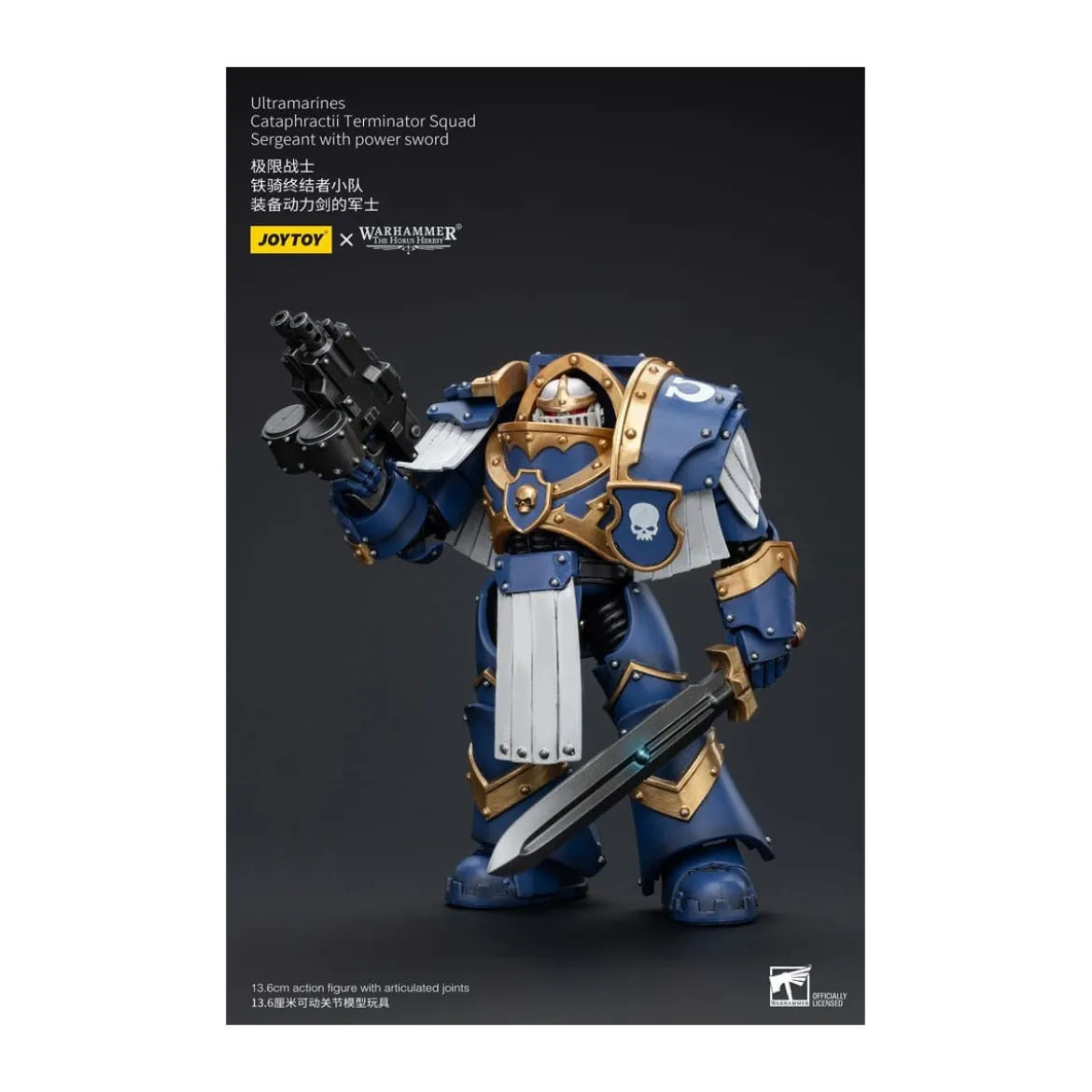 JoyToy - Space Marines - Ultramarines - Cataphractii Terminator Squad - Sergeant with Power Sword 1/18