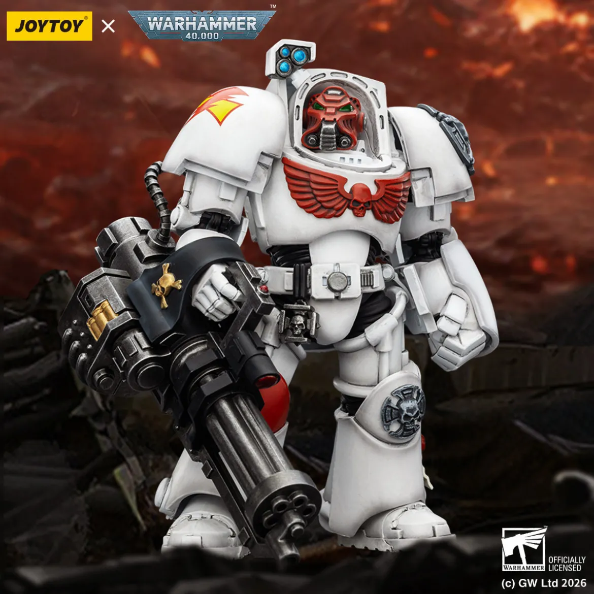 JoyToy Space Marines - White Scars - Terminator 3 with Power Fist and Assault Cannon 1/18 - Warhammer 40k