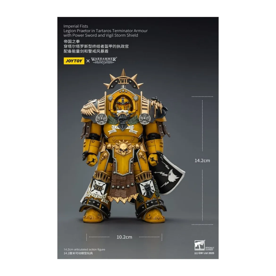 Joytoy - Warhammer - Imperial Fists - Legion Praetor in Tartaros Terminator Armour with Power Sword and Vigil Storm Shield 1/18