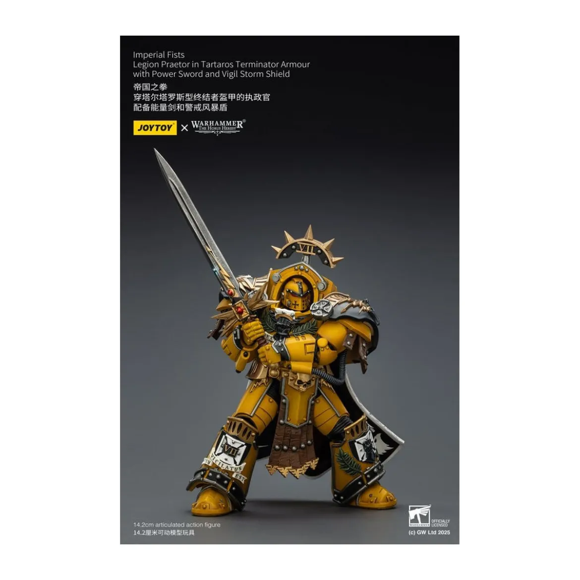 Joytoy - Warhammer - Imperial Fists - Legion Praetor in Tartaros Terminator Armour with Power Sword and Vigil Storm Shield 1/18