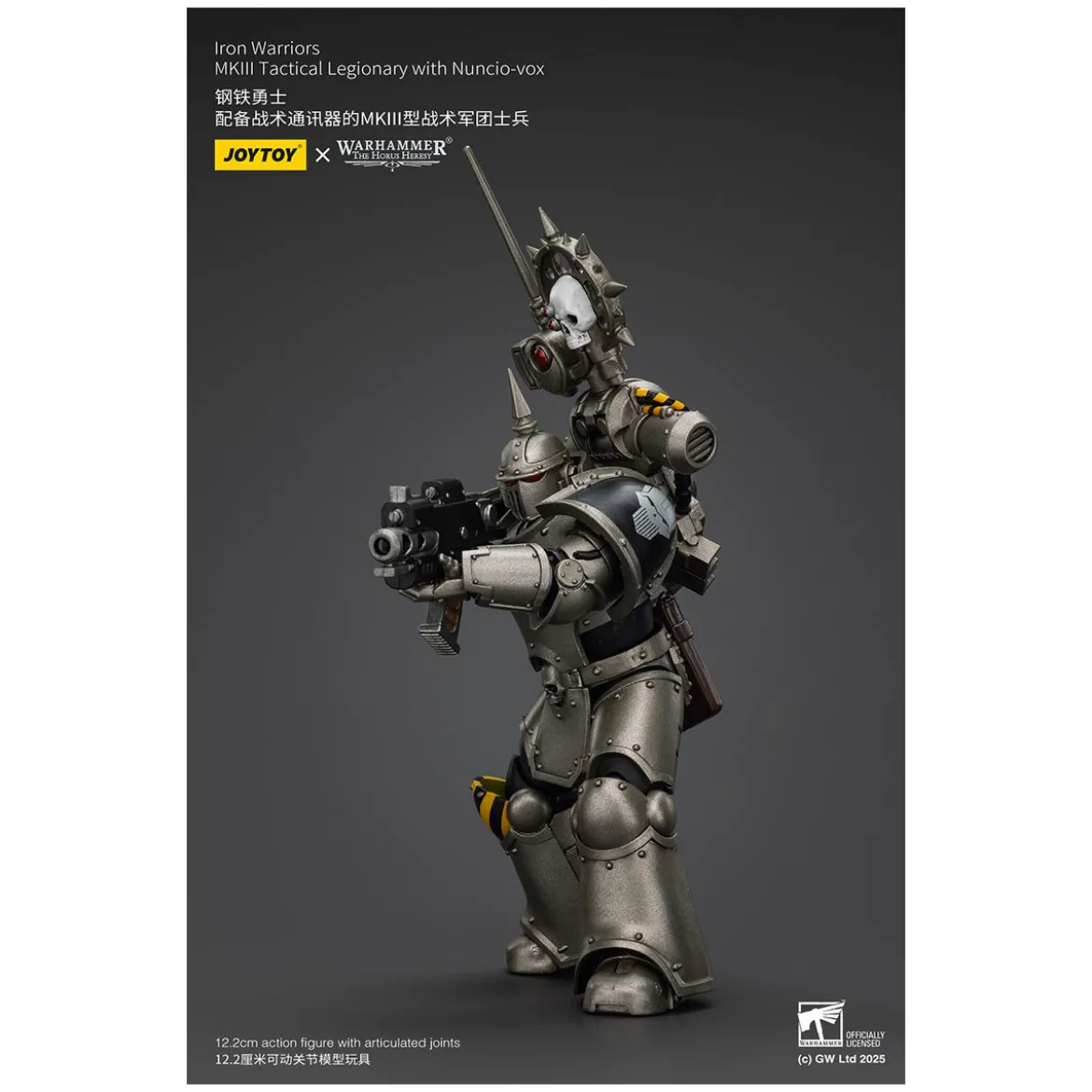 Joytoy - Warhammer - Iron Warriors Mk III Tactical Squad - Mk III Tactical Legionary with Nuncio-Vox 1/18