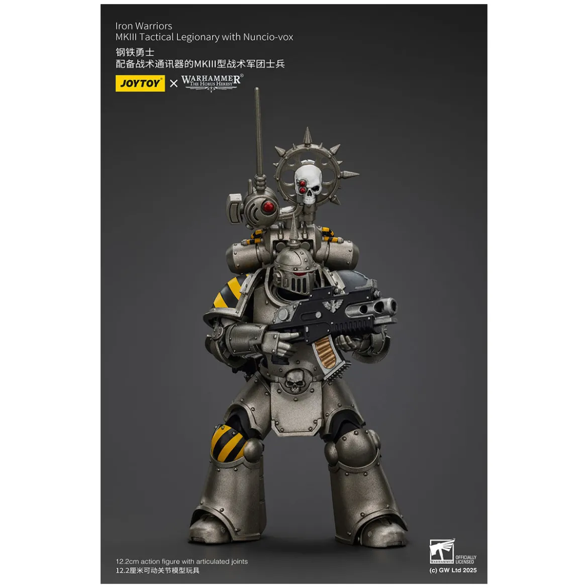 Joytoy - Warhammer - Iron Warriors Mk III Tactical Squad - Mk III Tactical Legionary with Nuncio-Vox 1/18
