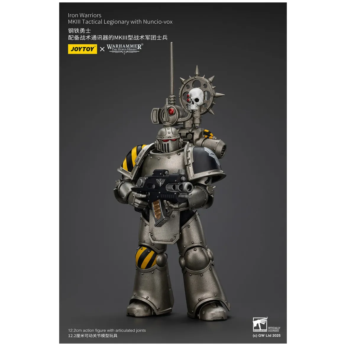 Joytoy - Warhammer - Iron Warriors Mk III Tactical Squad - Mk III Tactical Legionary with Nuncio-Vox 1/18