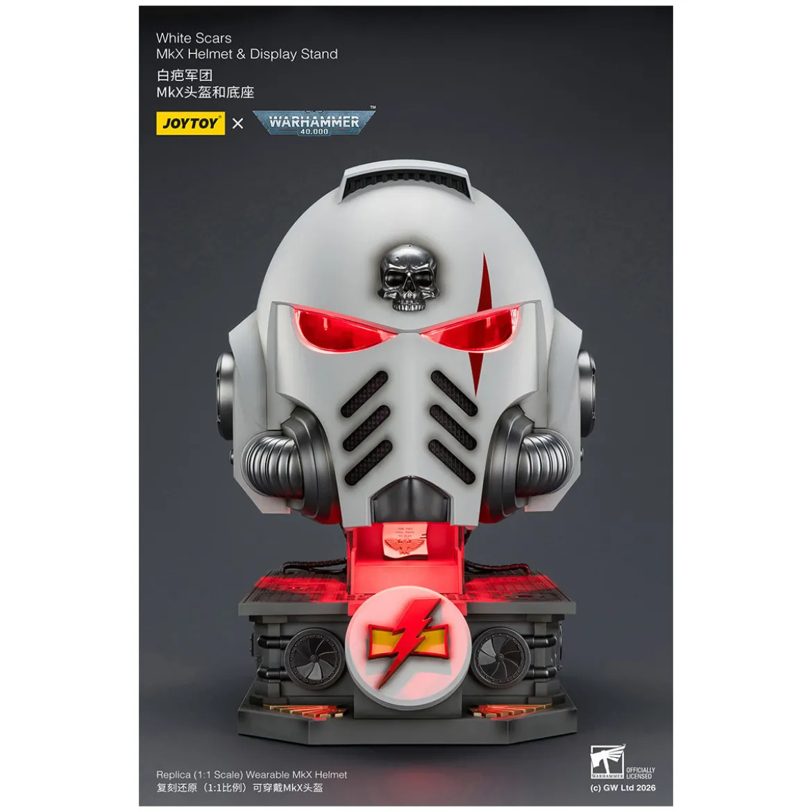 JoyToy - White Scars MkX Helmet & Display Stand 1/1