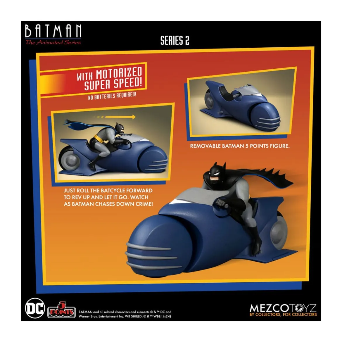 Mezco 5 Points - DC Comics Batman: The Animated Series - Batman & Batcycle - Serie 2
