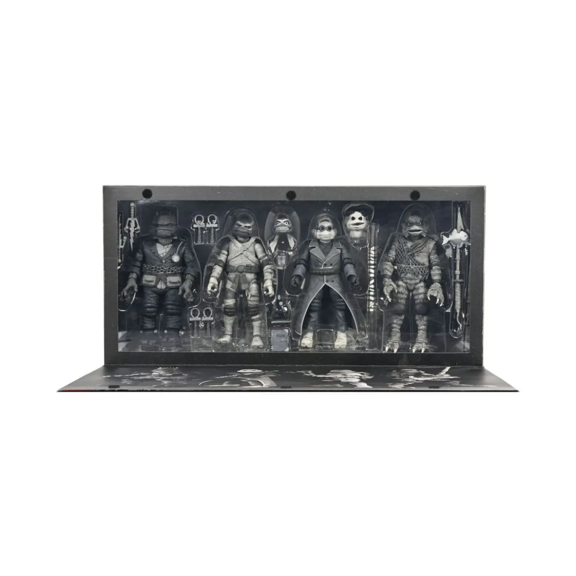 NECA - Pack 4 figurines Turtles Black & White - Universal Monsters x TMNT
