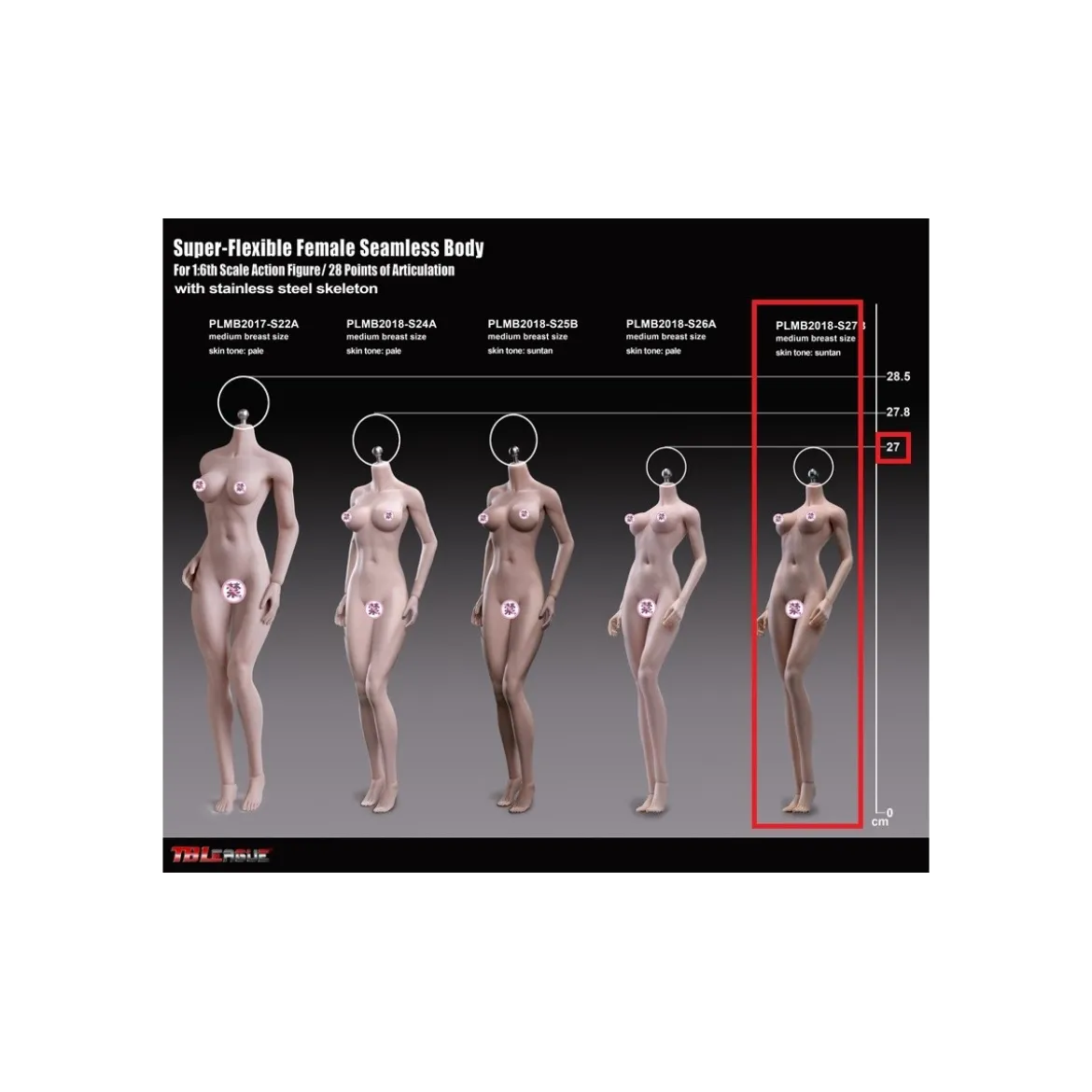 Phicen - TBLeague 1/6 Scale Female Super-Flexible Seamless Body - Corp petit bronzé bonnets moyens
