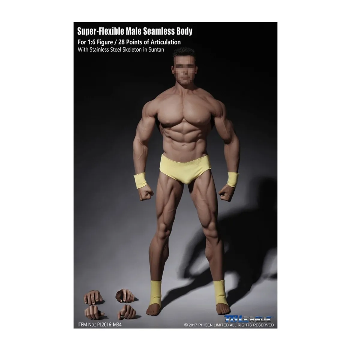 Phicen - TBLeague 1/6th Scale Super-Flexible Male Seamless Body - Corp bronzé Musculature Forte