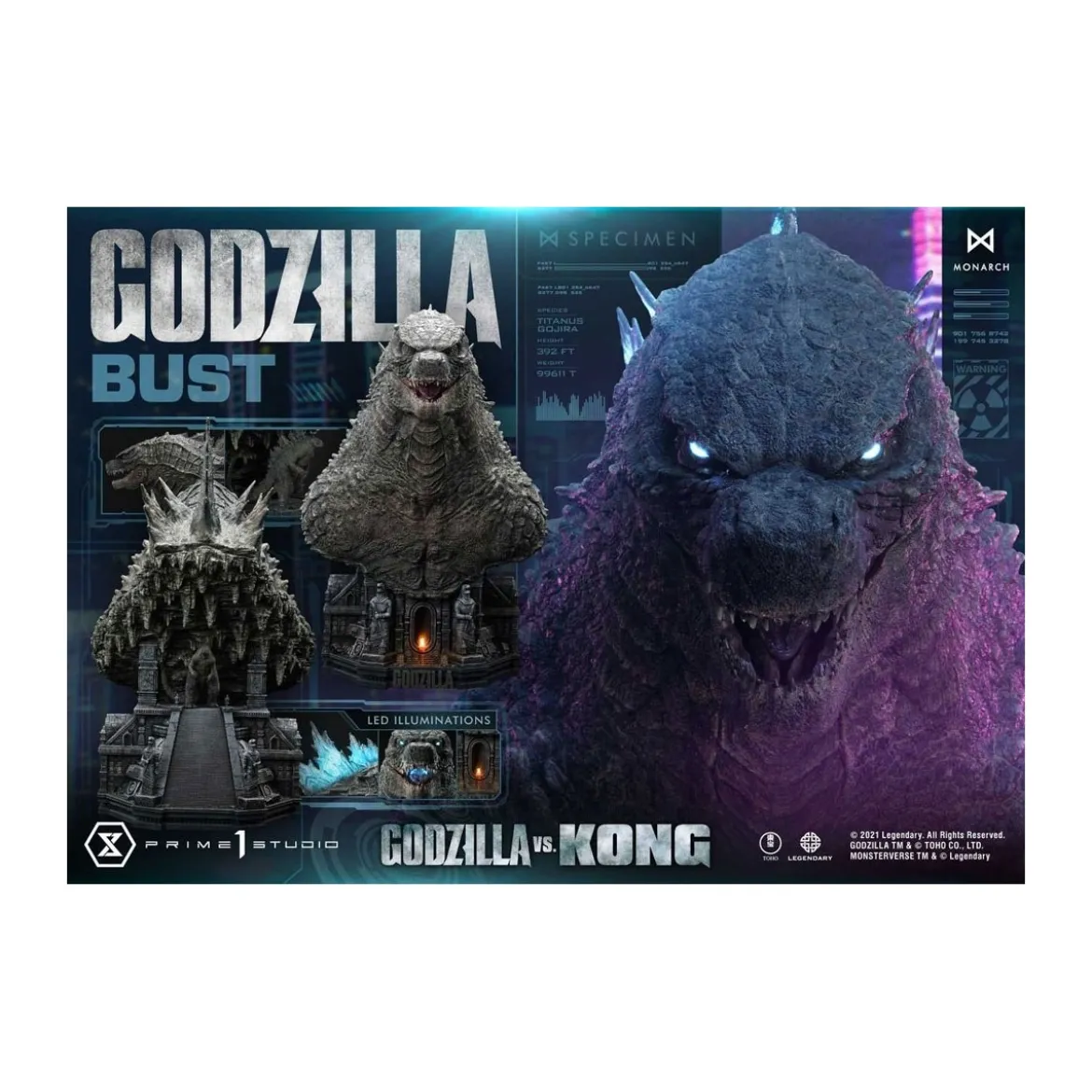Prime 1 Studio - Buste Godzilla - Godzilla vs Kong Bonus Version