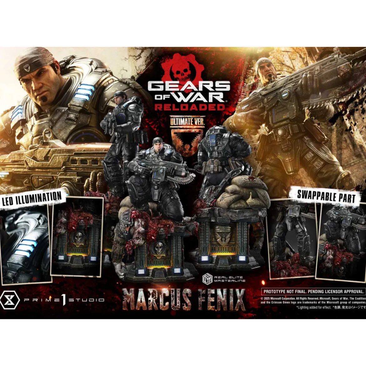 Prime 1 Studio - Gears of War Reloaded - Marcus Fenix Ultimate Bonus Version - Real Elite Masterline Series 1/3